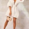 White Puff Sleeve Puffball Hem Shift Dress -Cheap Glamarish Store dfaec5a10bee0f93479e115507a9d92fd298aede cmq5829 1