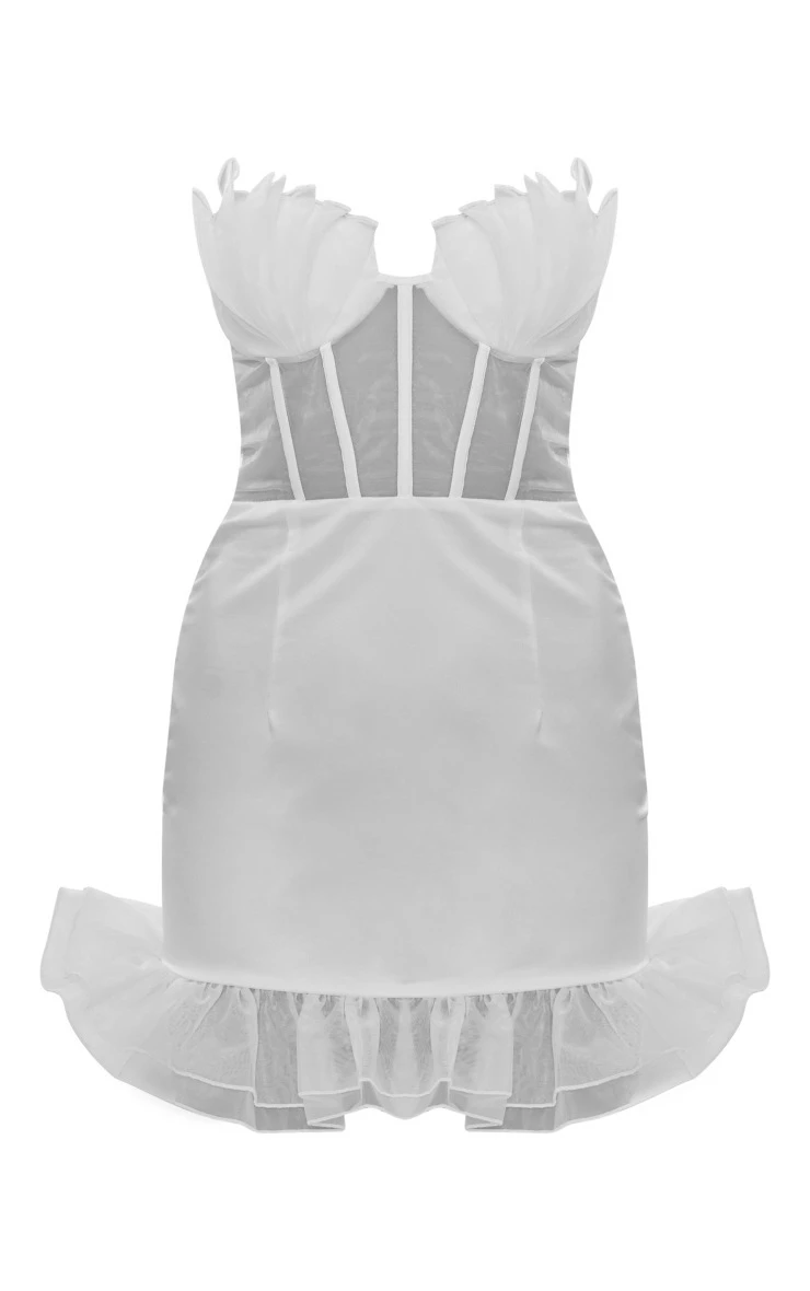 White Shell Frill Cup Detail Corset Bodycon Dress 7 White Shell Frill Cup Detail Corset Bodycon Dress - Image 5