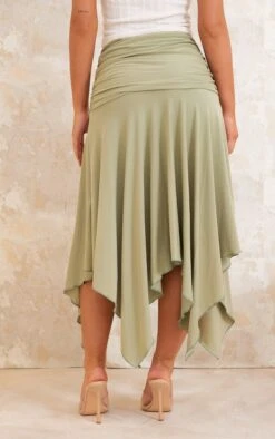 Sage Green Soft Touch Ruched Asymmetric Midi Skirt -Cheap Glamarish Store e28cb3df4ea6bc42802f6939a6e2a58c54e46280 cne3827 3