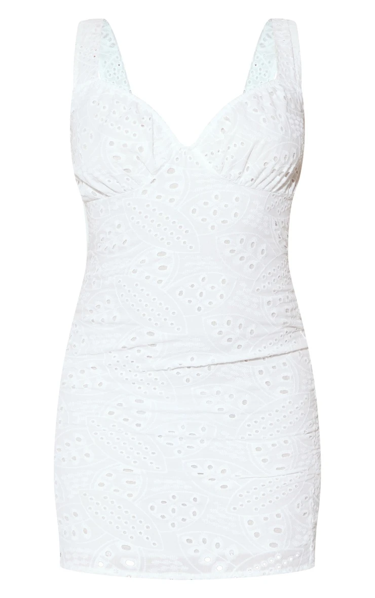 White Broderie Detail Bodycon Dress 7 White Broderie Detail Bodycon Dress - Image 5