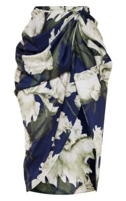 Navy Floral Ruched Side Midi Skirt -Cheap Glamarish Store eafc7877b47b404bacad8bc71d2340013939172e cna9363 5