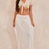 White Cheesecloth Tie Shirred Waist Floaty Maxi Skirt -Cheap Glamarish Store eb9b98d9624ede63ab37344a718ed1130829ecfe cnd6658 1