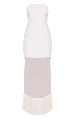 Cream Textured Chiffon Mesh Detail Bandeau Maxi Dress -Cheap Glamarish Store ebd5b4366c48defa4a603724deeaef8c3846c372 cne2936 5