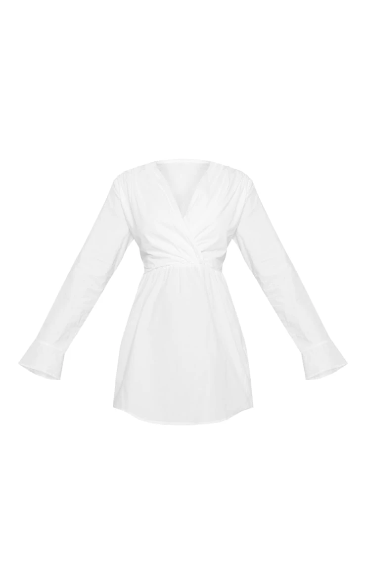 White Cotton Tie Open Back V Neck Shift Dress 7 White Cotton Tie Open Back V Neck Shift Dress - Image 5