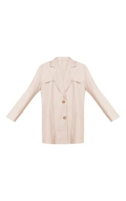 Stone Linen Look Tortoise Shell Button Oversized Blazer Dress -Cheap Glamarish Store ef15948cbe43eb24507808eb51762200b296a4df cmw6635 5