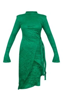Green Crinkle High Neck Wrap Midi Dress -Cheap Glamarish Store f05b4147a18c332a599e311556667e74d1e3ac8f cnb3690 5