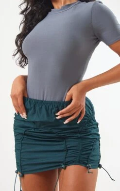 Dark Green Parachute Toggle Hem Mini Skirt -Cheap Glamarish Store f678e04d13ab22426139bc260e93f254605ef41c cne3879 5