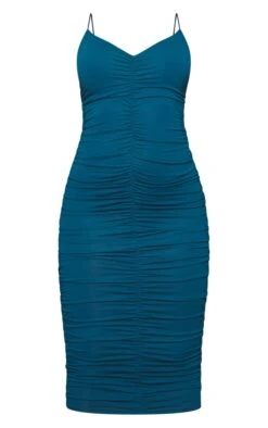 Teal Green Extreme Ruched Spaghetti Midi Dress -Cheap Glamarish Store f86dcee045a957995c427421e2fdef93eaf2a570 cnc3012 5