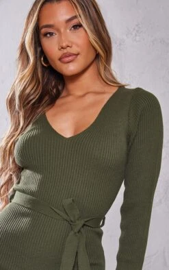Khaki V Neck Belted Long Sleeve Split Midi Dress 11 Khaki V Neck Belted Long Sleeve Split Midi Dress -Cheap Glamarish Store f8cb3f50f09cc4ec66908baccbf83567d6555359 cmp8731 4