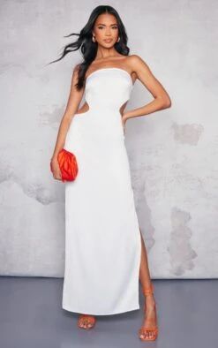 White Satin Bandeau Side Cut Out Maxi Dress -Cheap Glamarish Store f8d005405c89903e1d2b7807041eb82dd5bf0d3c cne1436 3