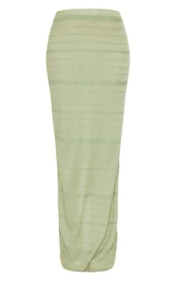 Khaki Sheer Textured Split Back Maxi Skirt -Cheap Glamarish Store f8f54d146ec88278f59db1fbcd6947282e22dc7e cne3856 5
