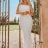 White Sheer Textured Cowl Neck Strappy Maxi Dress