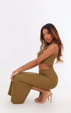 Khaki Textured Racer Neck Cut Out Midaxi Dress -Cheap Glamarish Store fab4627f12276ca56b737e207e25d07b78152236 cnd1237 3