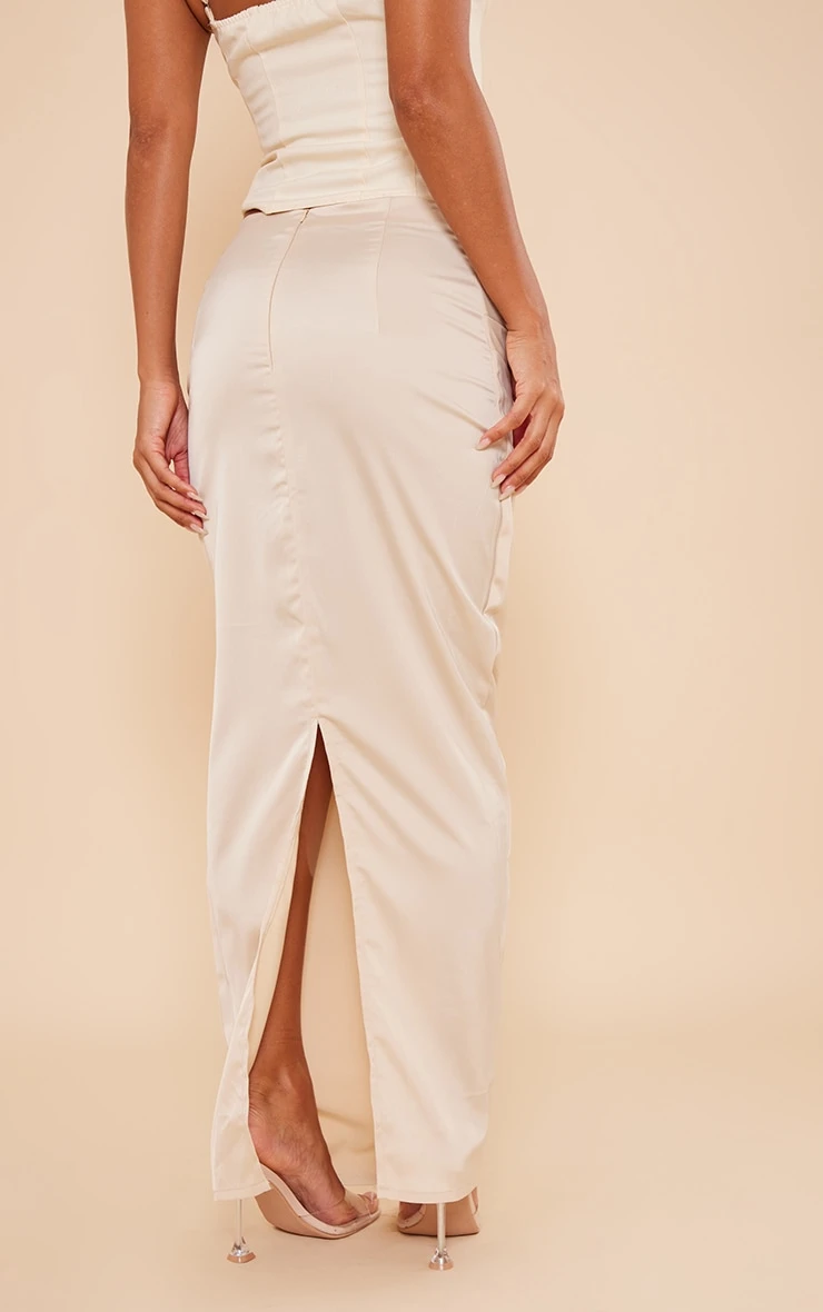 Champagne Satin Cowl Front Maxi Skirt 5 Champagne Satin Cowl Front Maxi Skirt - Image 3