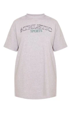 Grey Marl Athletic Sports Badge Slogan Short Sleeve T Shirt Dress -Cheap Glamarish Store fb5823bd726a27d4c0dd7271e67490de9c156629 cnd4019 5